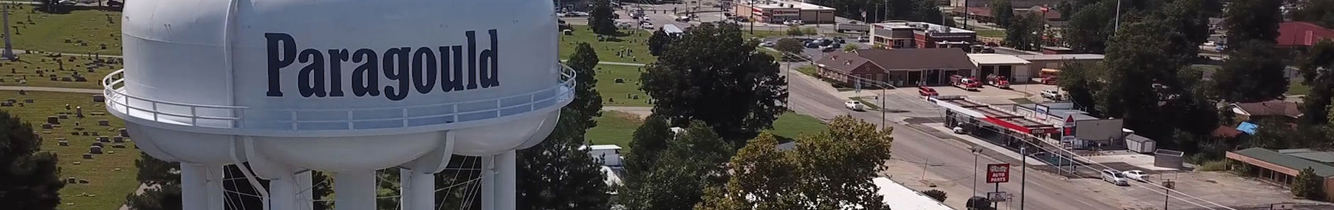 Paragould water tower image shot from above